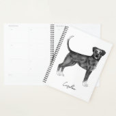 Duitse Boxerhond in zwart en wit & aangepaste teks Planner (Display)