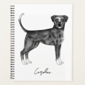 Duitse Boxerhond in zwart en wit & aangepaste teks Planner (Voorkant)