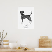 Duitse Boxerhond in zwart en wit & aangepaste teks Poster (Keuken)