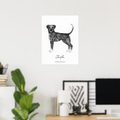 Duitse Boxerhond in zwart en wit & aangepaste teks Poster (Thuiskantoor)