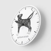 Duitse Boxerhond in zwart-wit & aangepaste tekst Ronde Klok (Hoek)
