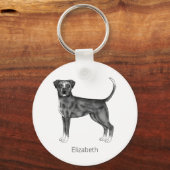 Duitse Boxerhond in zwart-wit & aangepaste tekst Sleutelhanger (Voorkant)