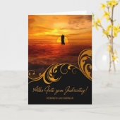 DUITSE bruiloft Anniverary Love Sunset Couple Kaart (Gele Bloem)