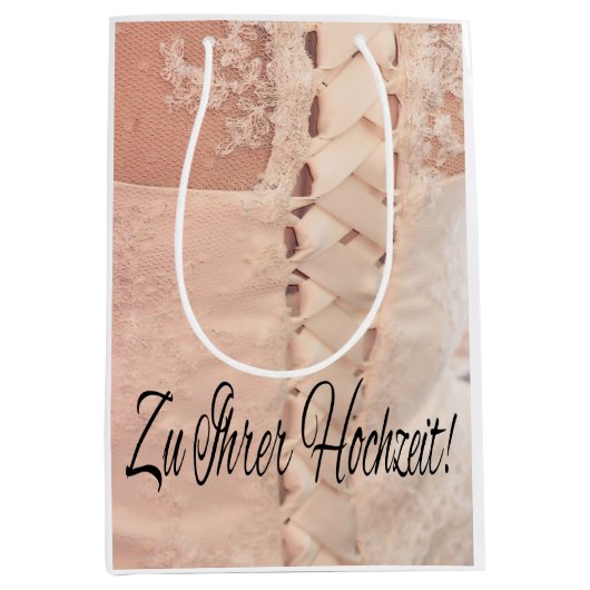 Duitse bruiloft gefeliciteerd geschenk tas medium cadeauzakje (Voorkant)