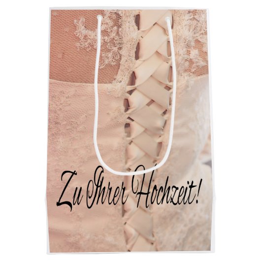Duitse bruiloft gefeliciteerd geschenk tas medium cadeauzakje (Achterkant)