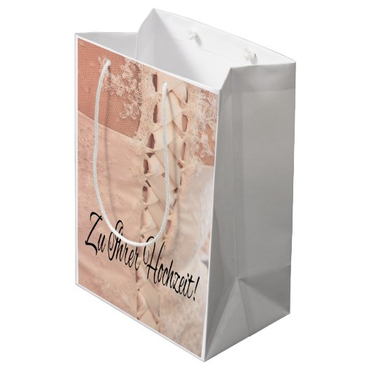 Duitse bruiloft gefeliciteerd geschenk tas medium cadeauzakje (Achterkant Gekanteld)