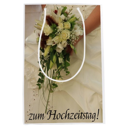 Duitse bruiloft gefeliciteerd geschenk tas medium cadeauzakje (Voorkant)