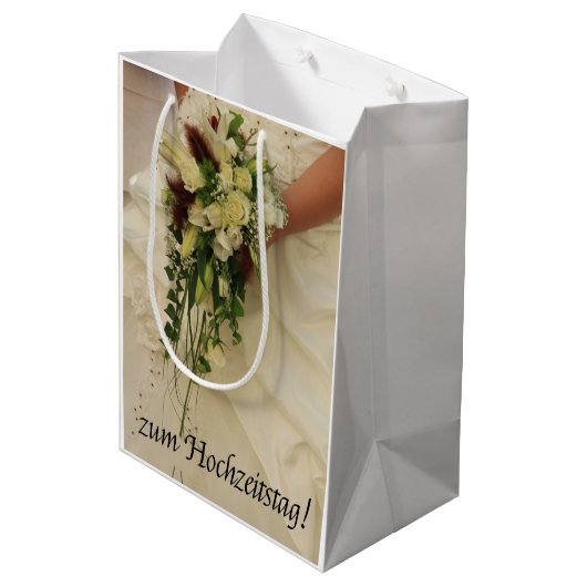 Duitse bruiloft gefeliciteerd geschenk tas medium cadeauzakje (Achterkant Gekanteld)