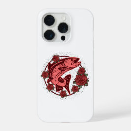 Duitse bruine forel vintage bloem kunst iPhone 15 pro case