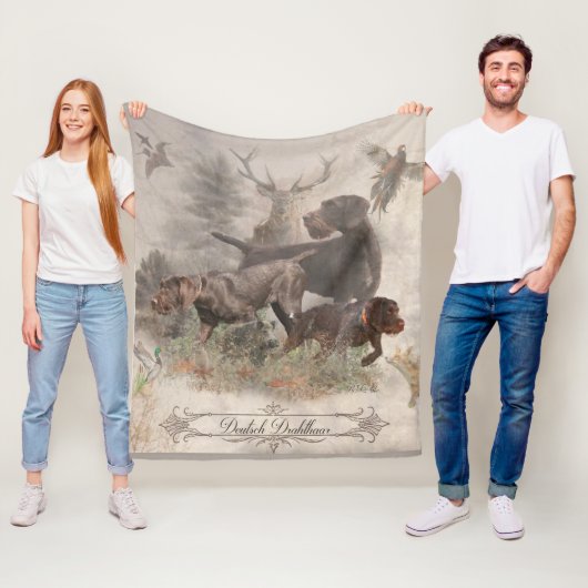 Duitse buitenloods Wirehaire Pointer Tapestry Fleece Deken (In situ)