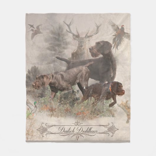 Duitse buitenloods Wirehaire Pointer Tapestry Fleece Deken (Voorkant)