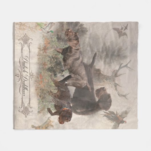 Duitse buitenloods Wirehaire Pointer Tapestry Fleece Deken (Voorkant (Horizontaal))