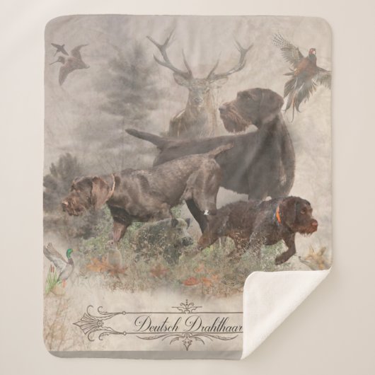 Duitse buitenloods Wirehaire Pointer Tapestry Sherpa Deken (Voorkant)