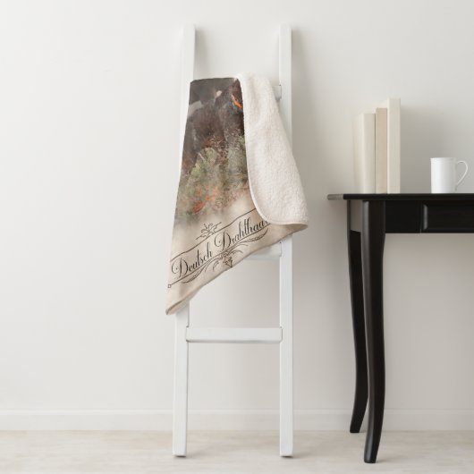 Duitse buitenloods Wirehaire Pointer Tapestry Sherpa Deken (In situ)