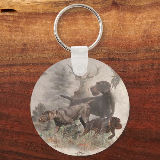 Duitse buitenloods Wirehaire Pointer Tapestry Sleutelhanger (Voorkant)