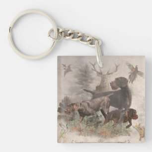 Duitse buitenloods Wirehaire Pointer Tapestry Sleutelhanger