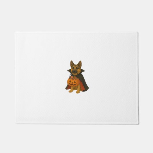 Duitse Bulldog Halloween Hond in Vampier Kostuum W Deurmat (Voorkant)