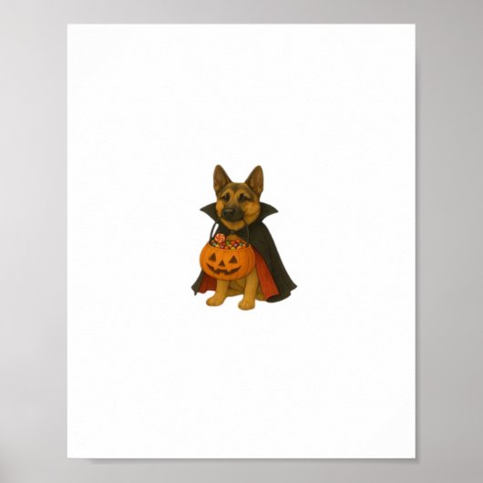 Duitse Bulldog Halloween Hond in Vampier Kostuum W Poster (Voorkant)
