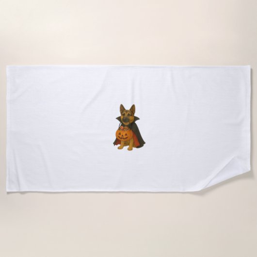 Duitse Bulldog Halloween Hond in Vampier Kostuum W Strandlaken (Voorkant)