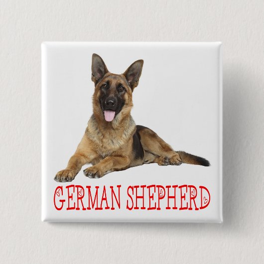 Duitse Button van Shepherd Puppy Dog Red Love Pin (Voorkant)