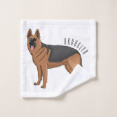 Duitse cartoon herder bad handdoek (Wasdoekje)