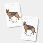 Duitse cartoon herder badge (Voor- en achterkant)