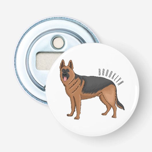 Duitse cartoon herder button flesopener (Voorkant)