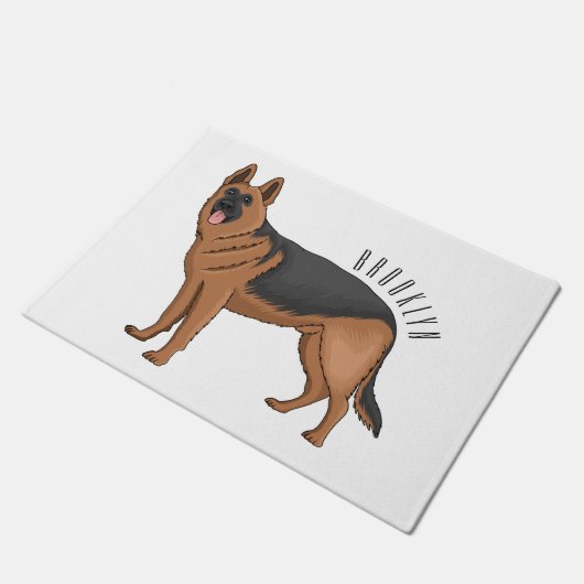 Duitse cartoon herder deurmat (Schuin)
