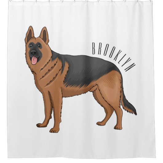 Duitse cartoon herder douchegordijn (Voorkant)