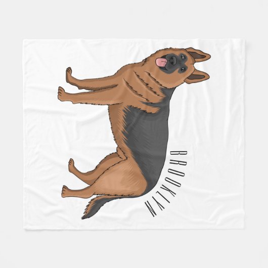 Duitse cartoon herder fleece deken (Voorkant (Horizontaal))