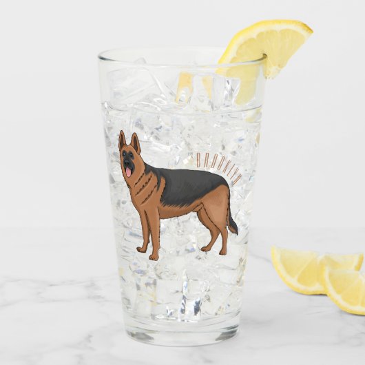 Duitse cartoon herder glas (Achterkant ijs)