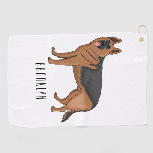 Duitse cartoon herder golfhanddoek (Horizontaal)