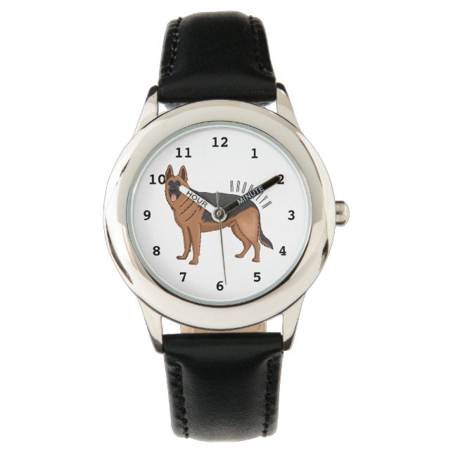 Duitse cartoon herder horloge (Voorkant)