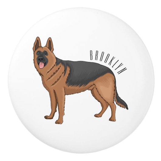 Duitse cartoon herder keramische knop (Voorkant)