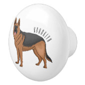 Duitse cartoon herder keramische knop (Rechts)