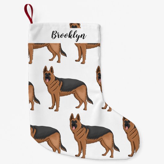 Duitse cartoon herder kleine kerstsok (Voorkant)