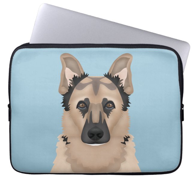 duitse cartoon herder laptop sleeve (Voorkant)