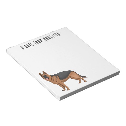 Duitse cartoon herder notitieblok (Schuin)