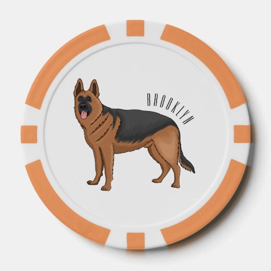 Duitse cartoon herder poker chips (Voorkant)
