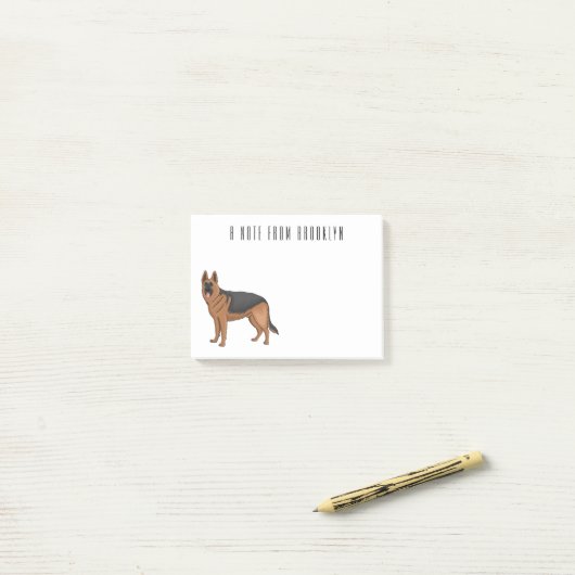 Duitse cartoon herder post-it® notes (Op bureau)