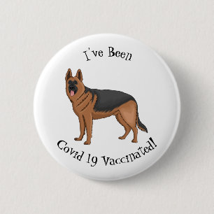 Duitse cartoon herder ronde button 5,7 cm