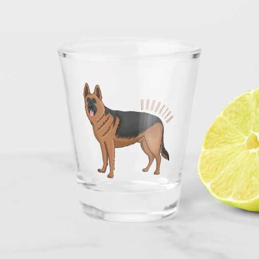 Duitse cartoon herder shot glas (Voorkant)