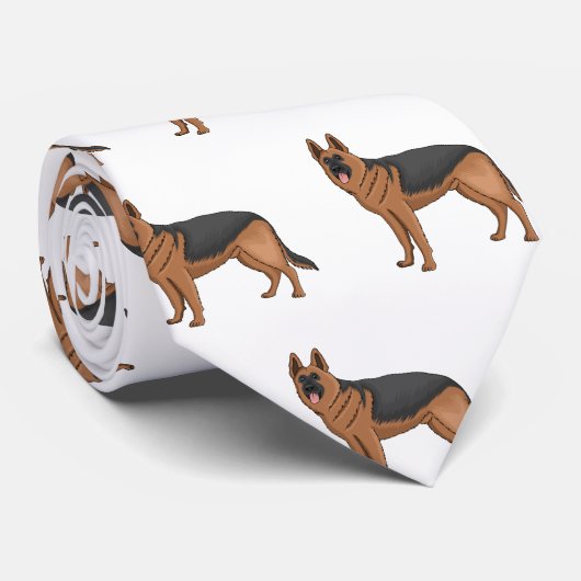 Duitse cartoon herder stropdas (Opgerold)