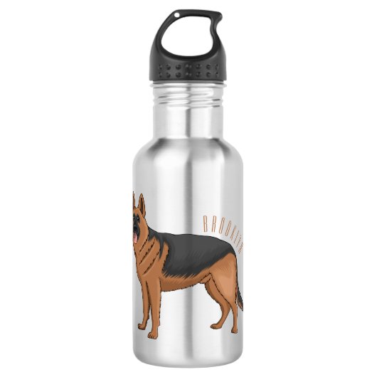 Duitse cartoon herder waterfles  (Voorkant)
