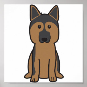 Duitse Cartoon Shepherd Dog Poster