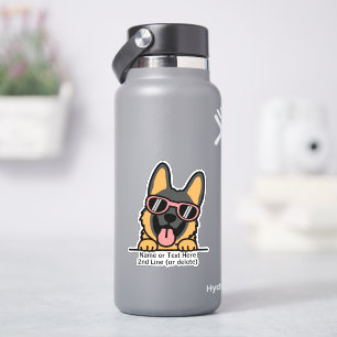 Duitse Cartoon Shepherd Dog Voeg naamtekst toe Sticker