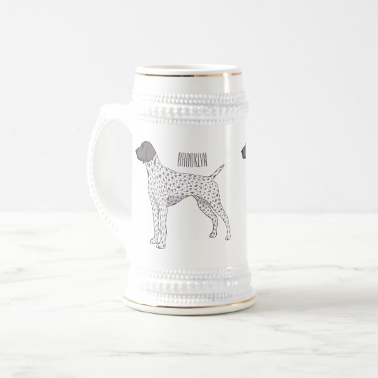 Duitse cartoon van Shorthaired Pointer-hond Bierpul (Voorkant links)