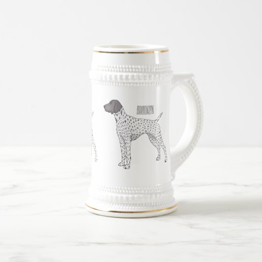 Duitse cartoon van Shorthaired Pointer-hond Bierpul (Voorkant rechts)