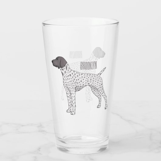 Duitse cartoon van Shorthaired Pointer-hond Glas (Achterkant)