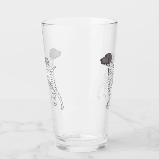 Duitse cartoon van Shorthaired Pointer-hond Glas (Links)